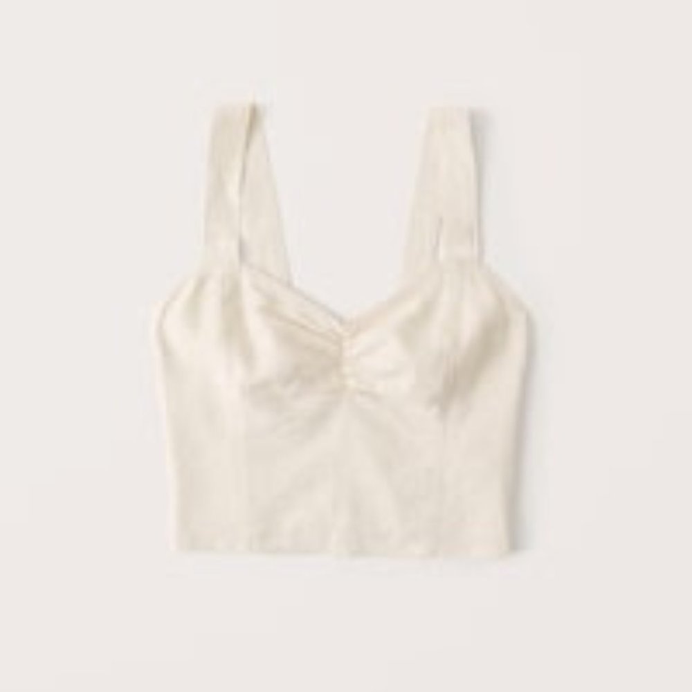 Abercrombie Wide Strap Cinched Linen-Blend Cami